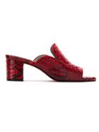 Blue Bird Shoes Python Skin Mules - Red