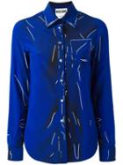 Moschino Trompe-l'ail Print Shirt, Women's, Size: 44, Blue, Silk