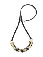 Marni Embellished Semi-circle Pendant Necklace - Black