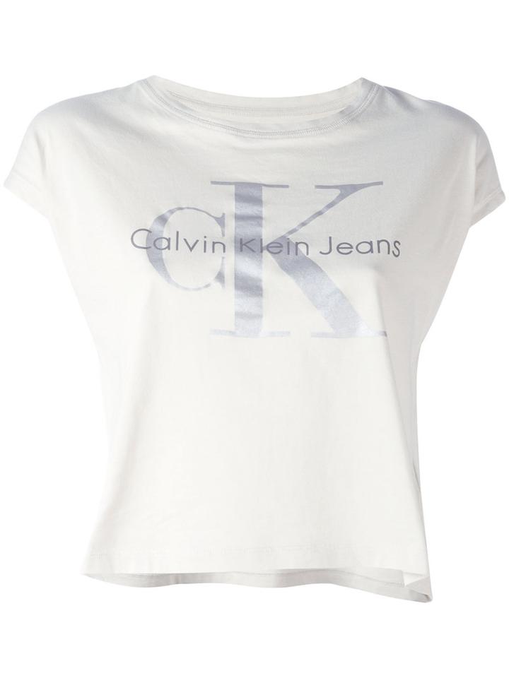 Calvin Klein Jeans Logo Short Sleeved T-shirt, Women's, Size: Xs, White, Cotton