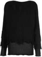 Yang Li - Distressed Jumper - Women - Cotton/polyamide - 40, Black, Cotton/polyamide