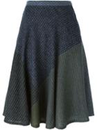Issey Miyake Vintage Contrasting Panels Flared Skirt, Women's, Size: 44, Grey