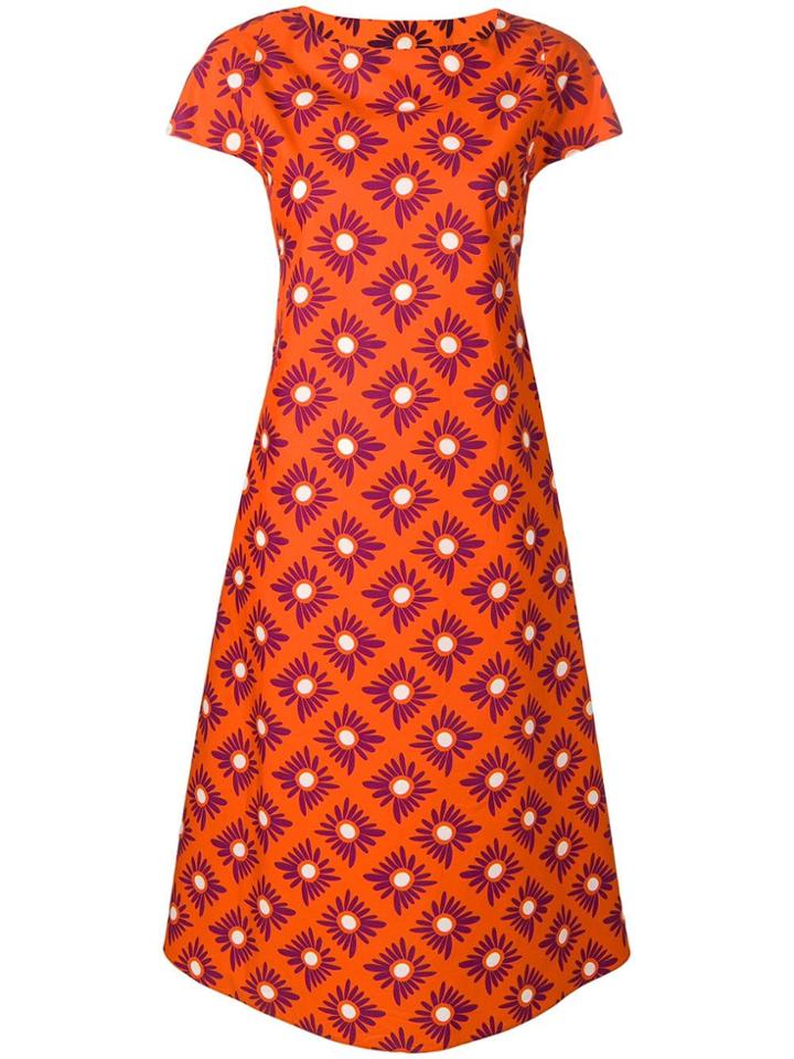 Aspesi Floral Printed Shift Dress - Orange