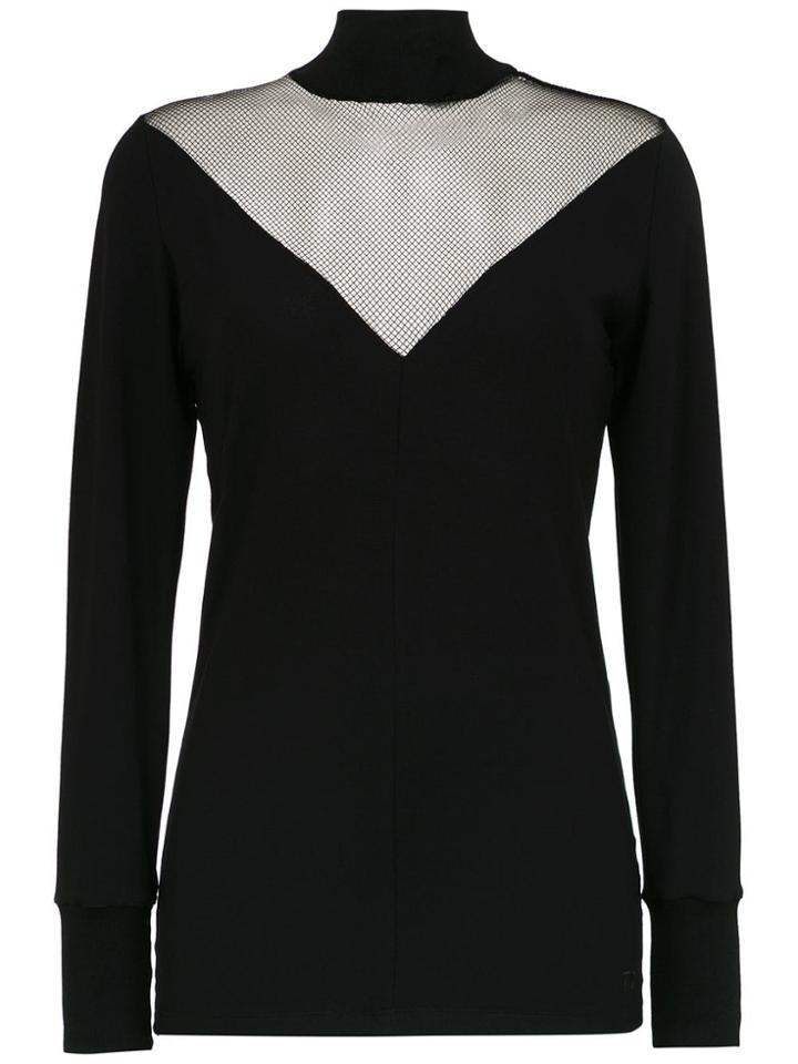 Tufi Duek High Neck Tulle Top - Black