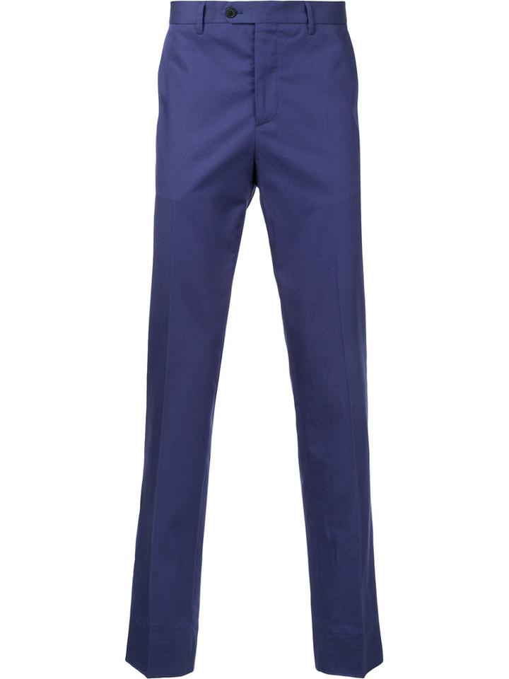 Gieves & Hawkes - Slim Fit Trousers - Men - Cotton - 34, Blue, Cotton