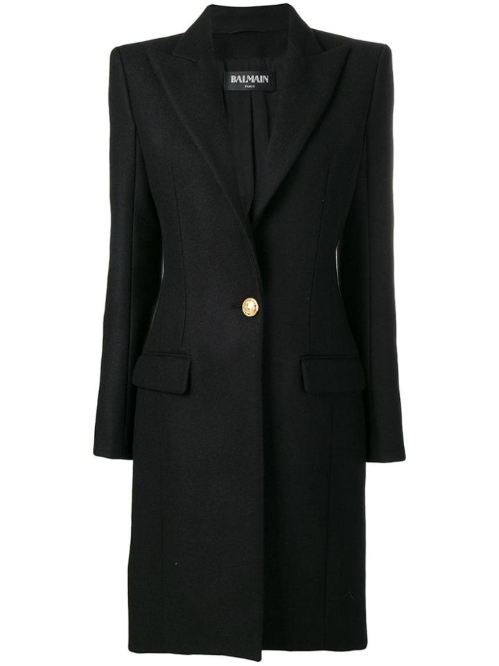 Balmain Single-breasted Coat - Black