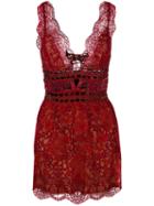 For Love And Lemons Sheer Floral Lace Mini Dress, Women's, Size: Small, Red, Cotton/nylon