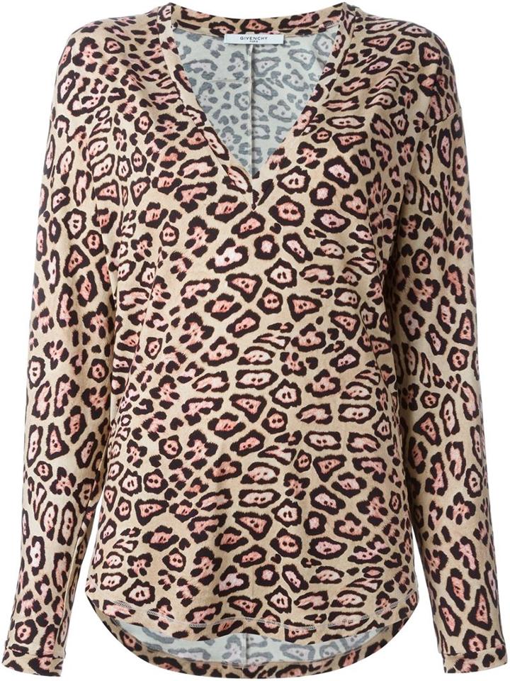 Givenchy Leopard Print T-shirt, Women's, Size: 36, Nude/neutrals, Viscose/spandex/elastane