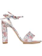 Delpozo Glitter Floral Sandals - Grey
