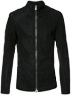 10sei0otto - High Neck Zipped Jacket - Men - Cotton/leather/spandex/elastane - L, Black, Cotton/leather/spandex/elastane