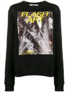 Msgm Flash Art Print Oversized Sweater - Black
