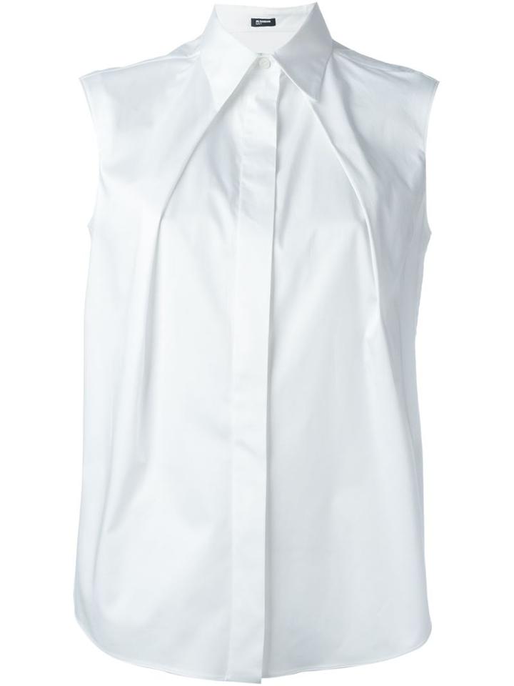 Jil Sander Navy Front Pleated Top