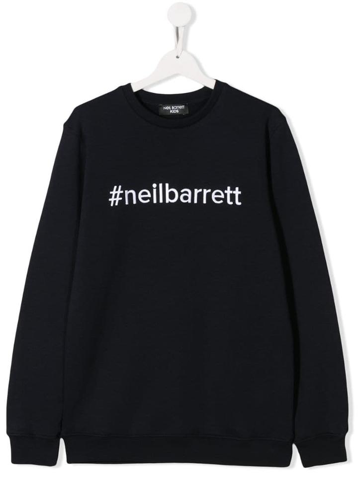 Neil Barrett Kids Teen Hashtag Print Sweatshirt - Blue