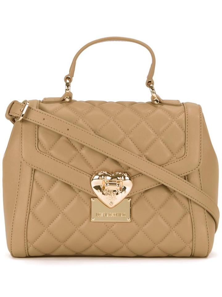 Love Moschino Small Quilted Tote, Women's, Brown, Polyurethane