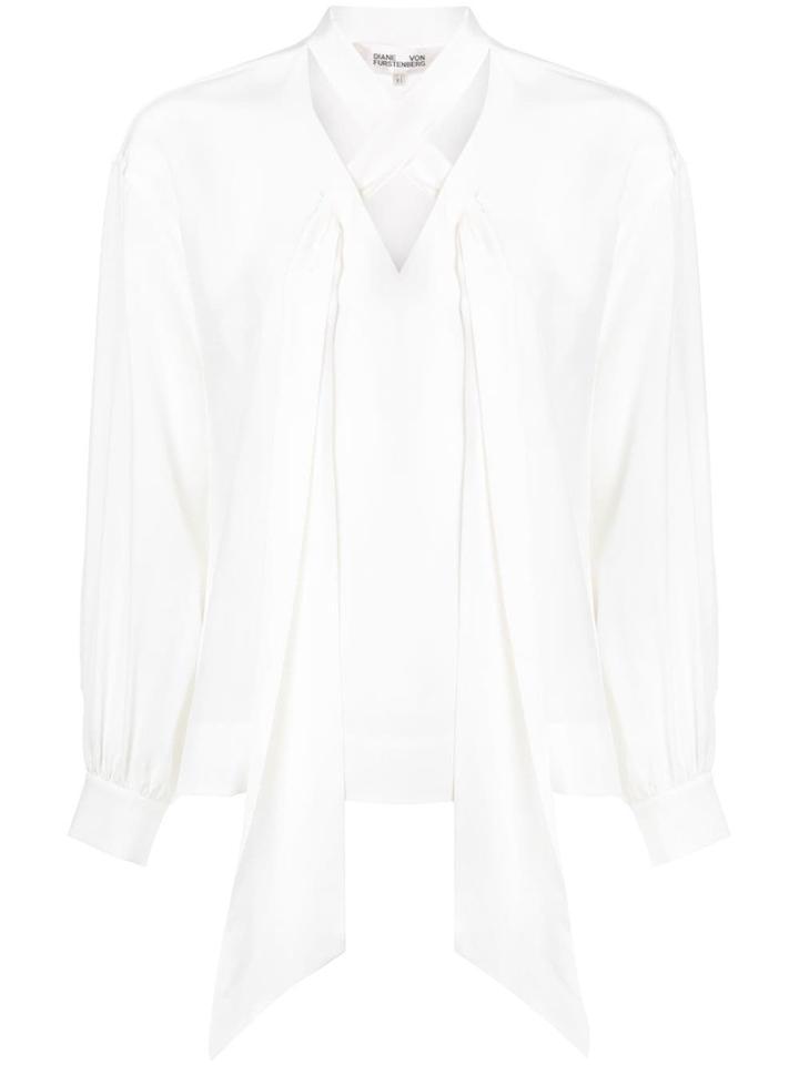 Dvf Diane Von Furstenberg Neck-tied Long Sleeve Blouse - White
