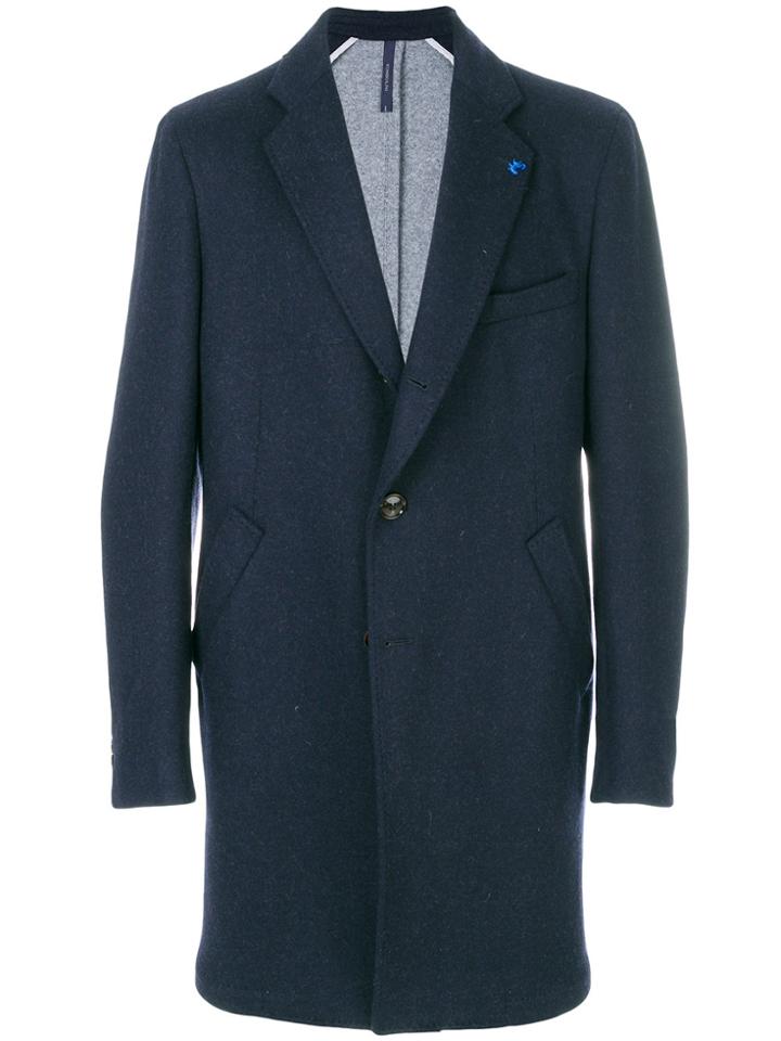 Tombolini Long Single-breasted Coat - Blue
