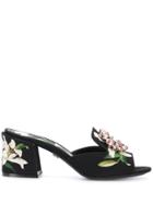 Dolce & Gabbana Gem Encrusted Floral Sandals - Black