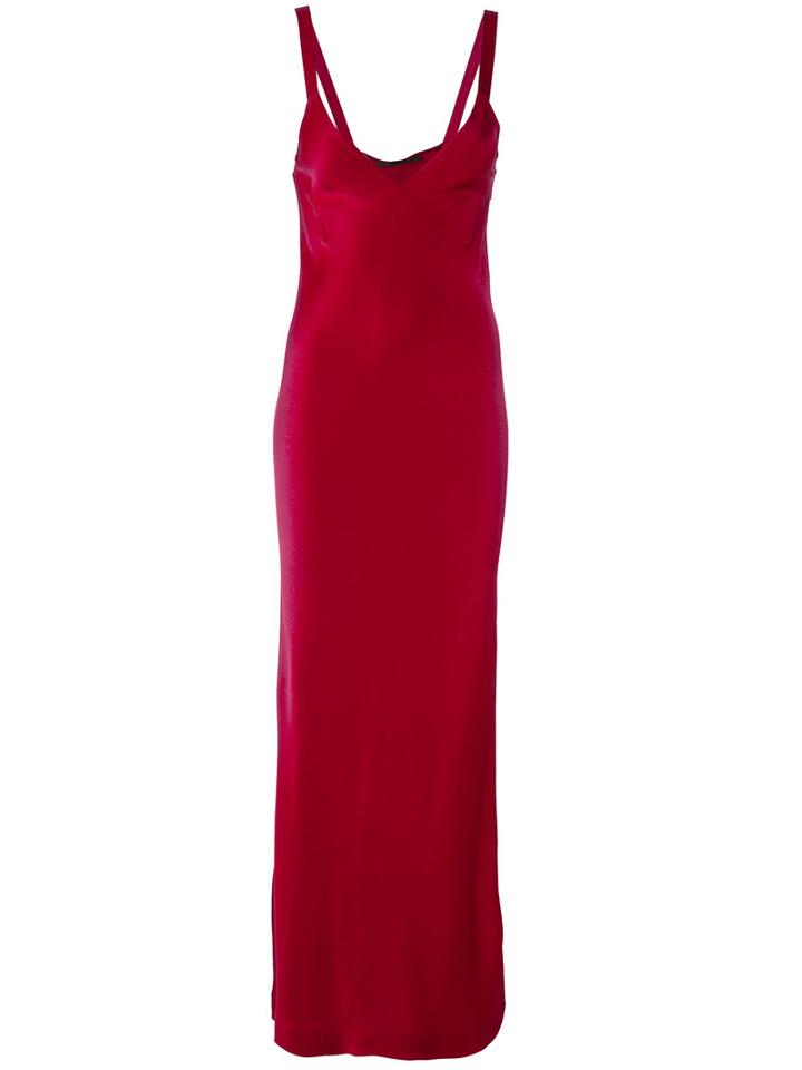 Haider Ackermann - Sleeveless V-neck Dress - Women - Silk/acetate/rayon - 38, Red, Silk/acetate/rayon