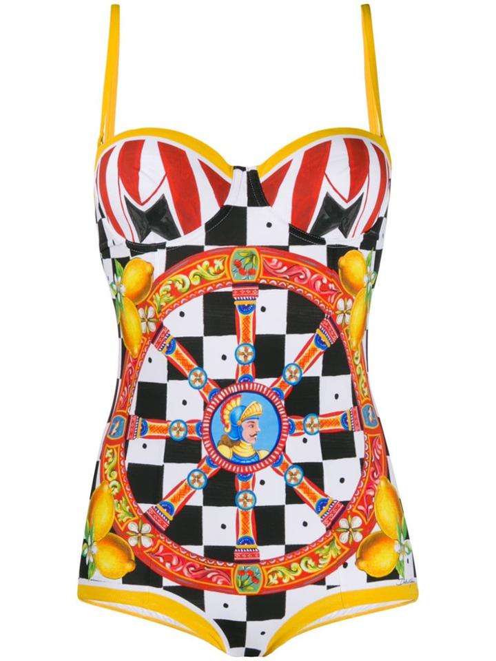Dolce & Gabbana Carreto Print Swimsuit - Black