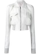 Rick Owens Glitter Cropped Jacket, Women's, Size: 44, Green, Silk/cupro