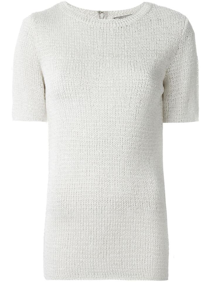 Nina Ricci Shortsleeved Knit Top, Women's, Size: Xl, White, Polyester