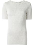 Nina Ricci Shortsleeved Knit Top, Women's, Size: Xl, White, Polyester
