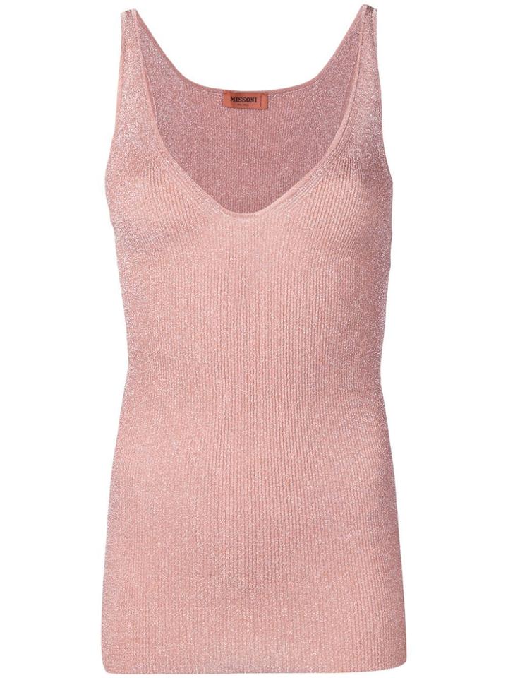 Missoni Metallic Ribbed Knit Vest - Pink