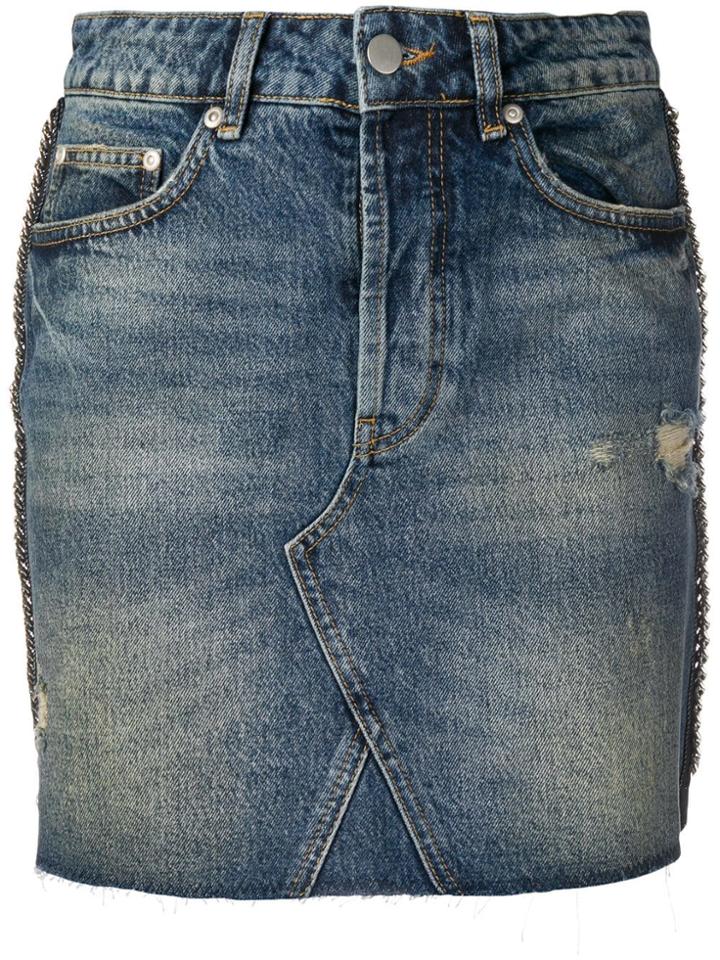 Victoria Victoria Beckham Chain Trim Denim Skirt - Blue
