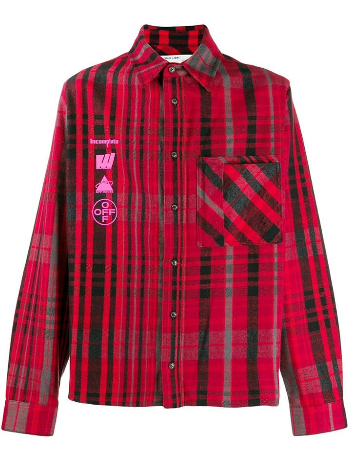 Off-white Graphic Print Plaid Shirt - Red