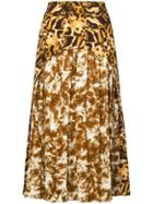 Victoria Beckham Print Pleated Skirt - Brown