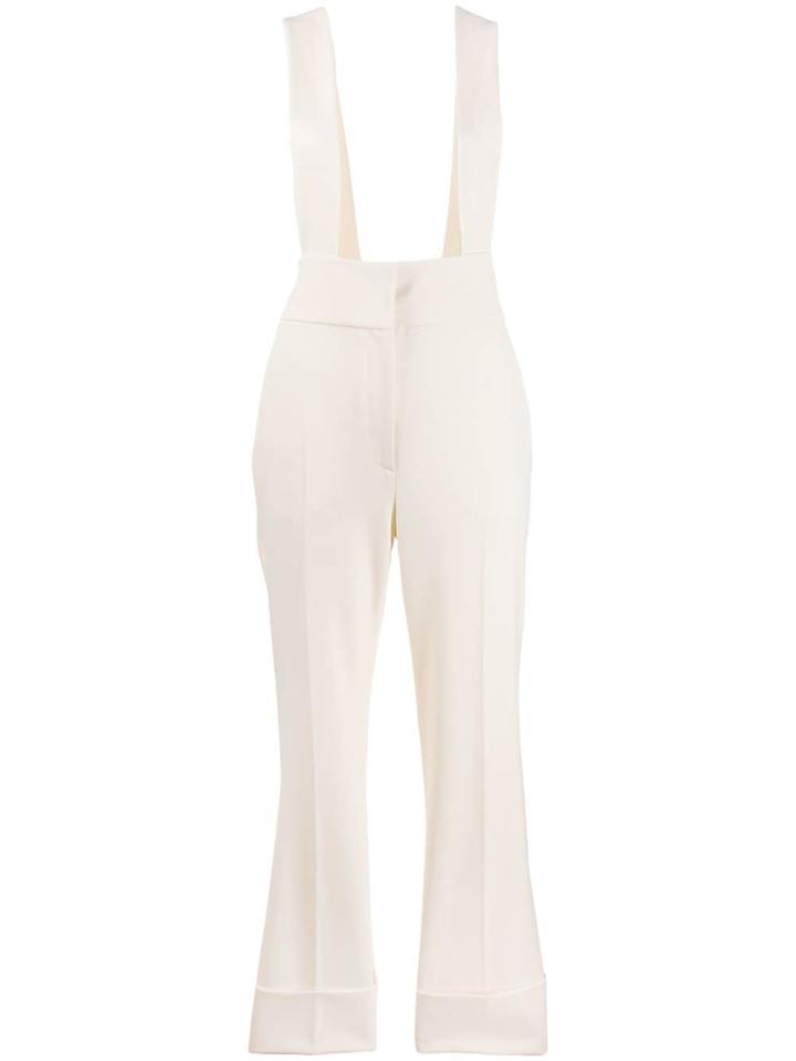 Alberta Ferretti Suspender Straps Trousers - White