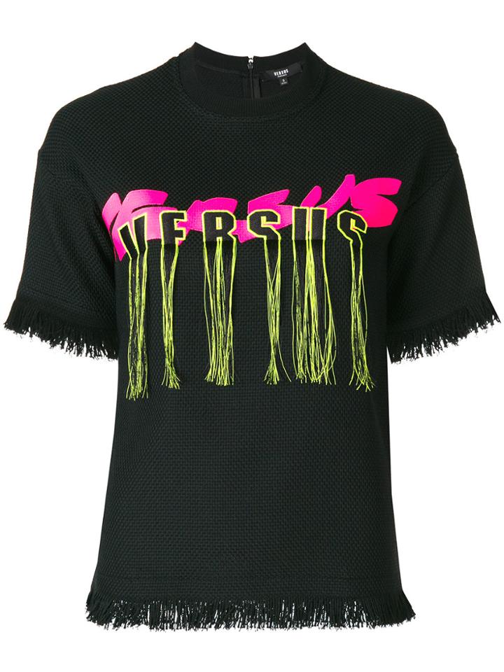Versus Fringed Net Top - Black