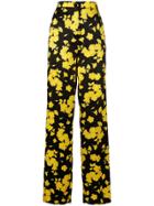 Rochas Floral Print High Waisted Trousers - Black