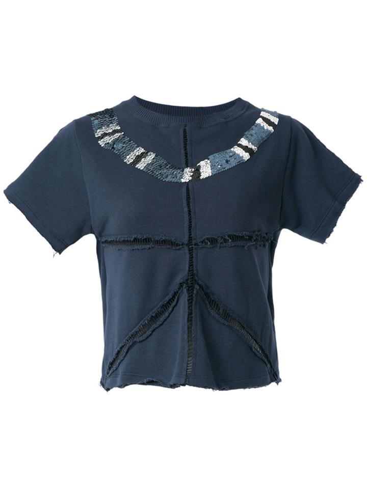 Andrea Bogosian Embroidered Sweatshirt Blouse - Blue