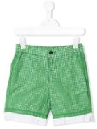 No21 Kids - Perforated Shorts - Kids - Cotton/spandex/elastane - 8 Yrs, Green
