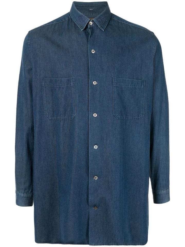 Yohji Yamamoto Pre-owned Cut-away Collar Denim Shirt - Blue