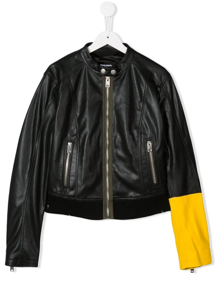 Diesel Kids Contrast Bomber Jacket - Black