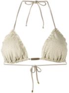 Vix Paula Hermanny - Textured Triangle Bikini Top - Women - Polyamide/polyester/spandex/elastane - L, Women's, Grey, Polyamide/polyester/spandex/elastane