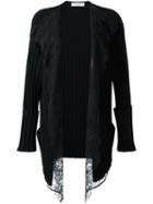 Valentino Lace Panel Cardigan, Women's, Size: Small, Black, Silk/cashmere/virgin Wool