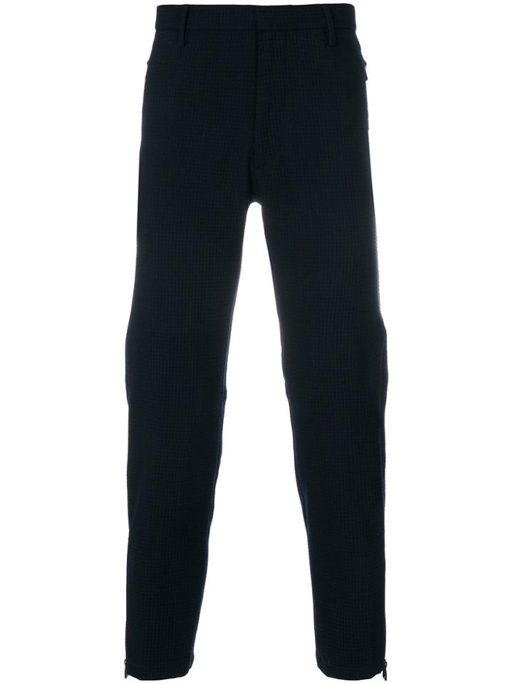 Emporio Armani Fine Check Tapered Trousers - Blue
