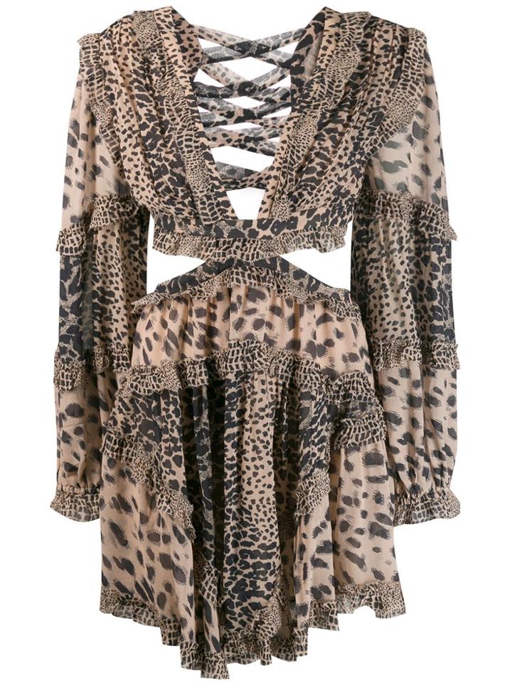 Zimmermann Plunging Animal Print Dress - Neutrals