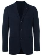 Lardini Three Button Blazer, Men's, Size: 54, Blue, Wool/nylon/spandex/elastane/polyester