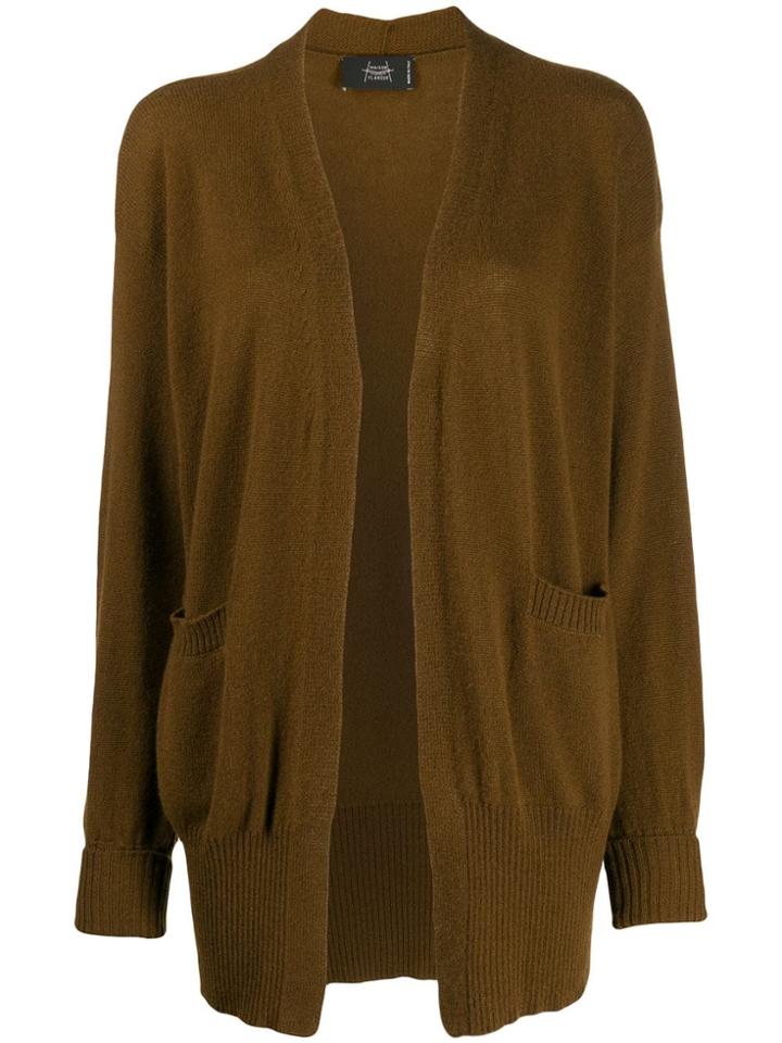 Maison Flaneur Open Front Cardigan - Brown