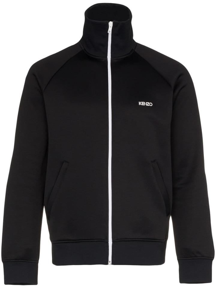 Kenzo Logo Print Cotton Blend Track Jacket - Black