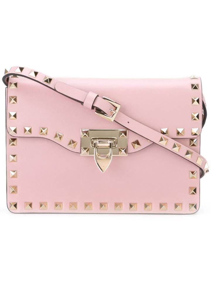 Valentino Rockstud Shoulder Bag, Women's, Pink/purple, Calf Leather