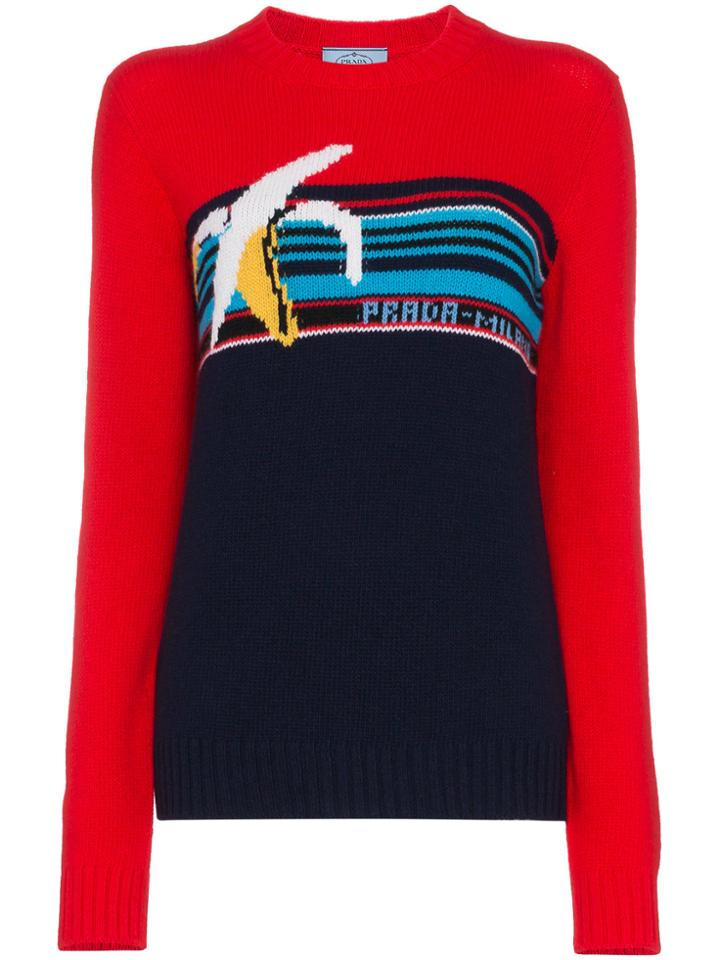 Prada Banana Knit Wool Jumper - Blue