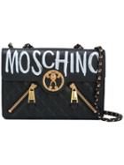 Moschino Graffiti Logo Shoulder Bag, Women's, Black