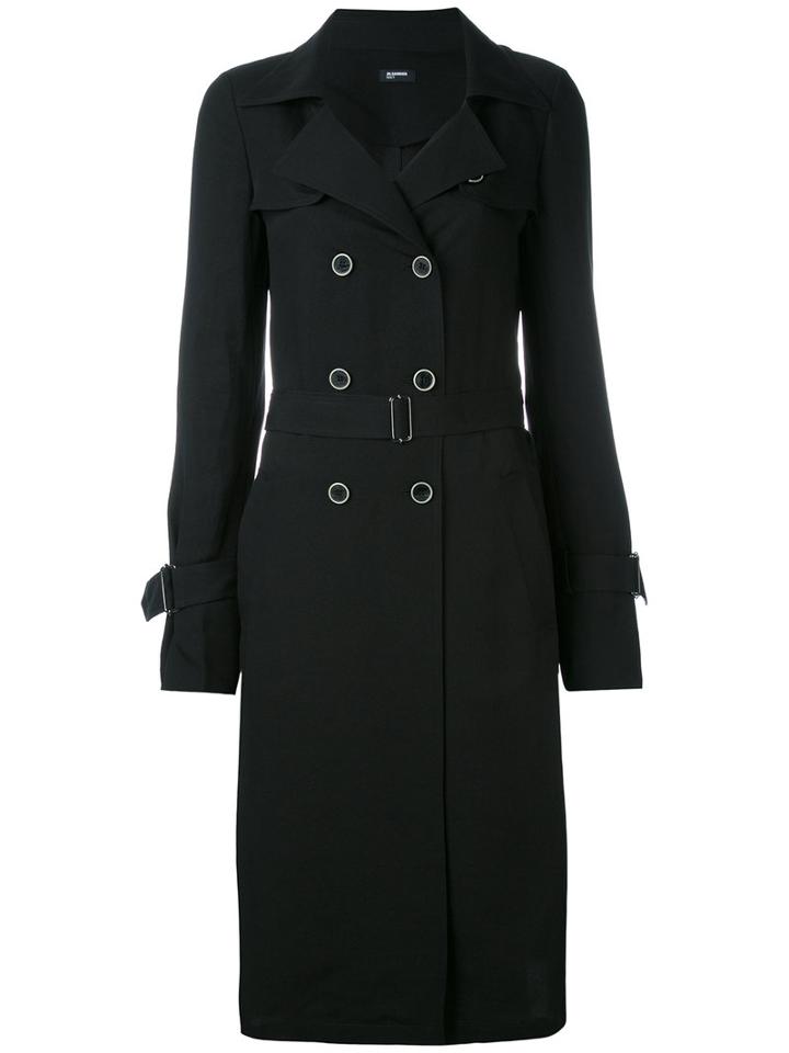 Jil Sander Navy - Summer Double-breasted Coat - Women - Cupro/linen/flax/rayon/polyamide - 36, Black, Cupro/linen/flax/rayon/polyamide