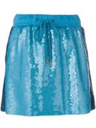 Alberta Ferretti Side Stripe Sequin Mini Skirt - Blue