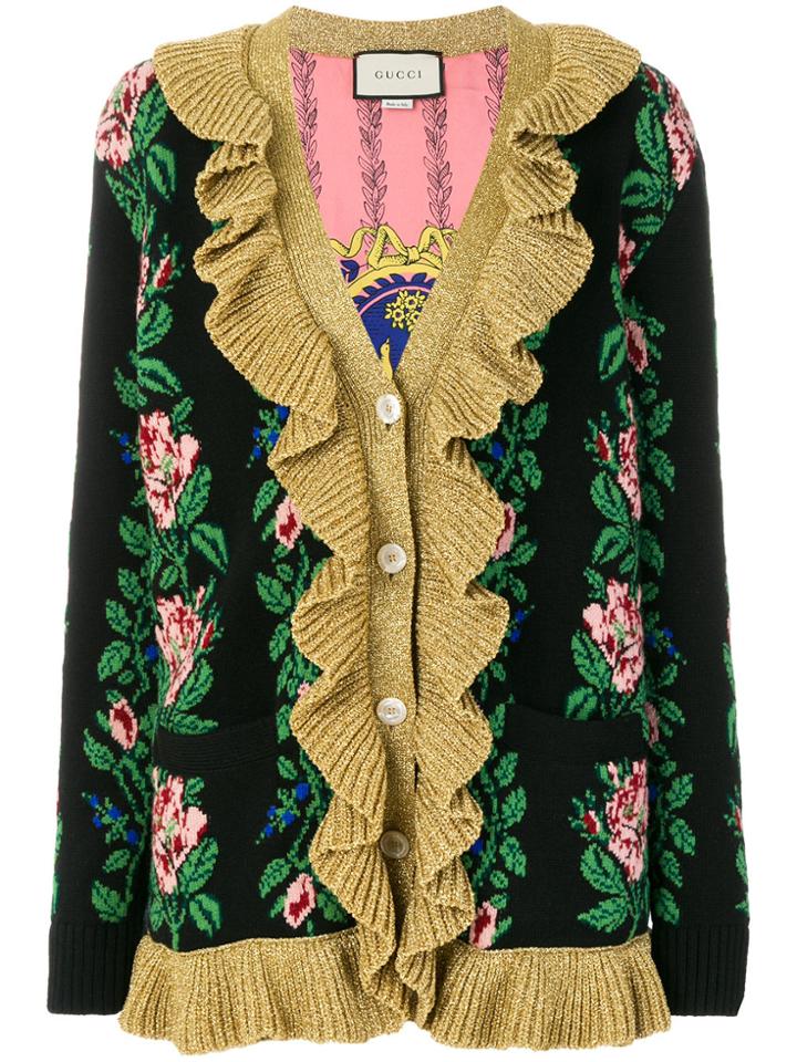 Gucci Intarsia Jacquard Flowers Cardigan - Multicolour